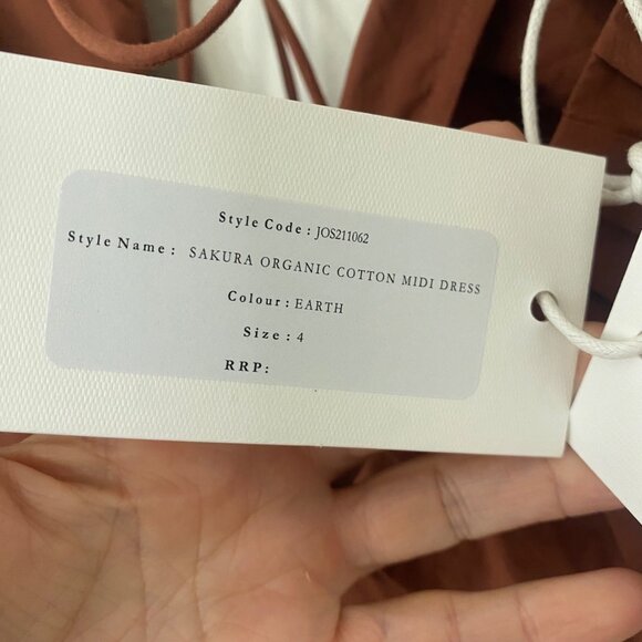 NWT Joslin {size XXS} Sakura Cotton Button Midi Dress Earth - Picture 6 of 11
